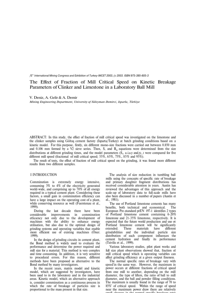 Ball Mill Critical Speed Mill (Grinding) Cement