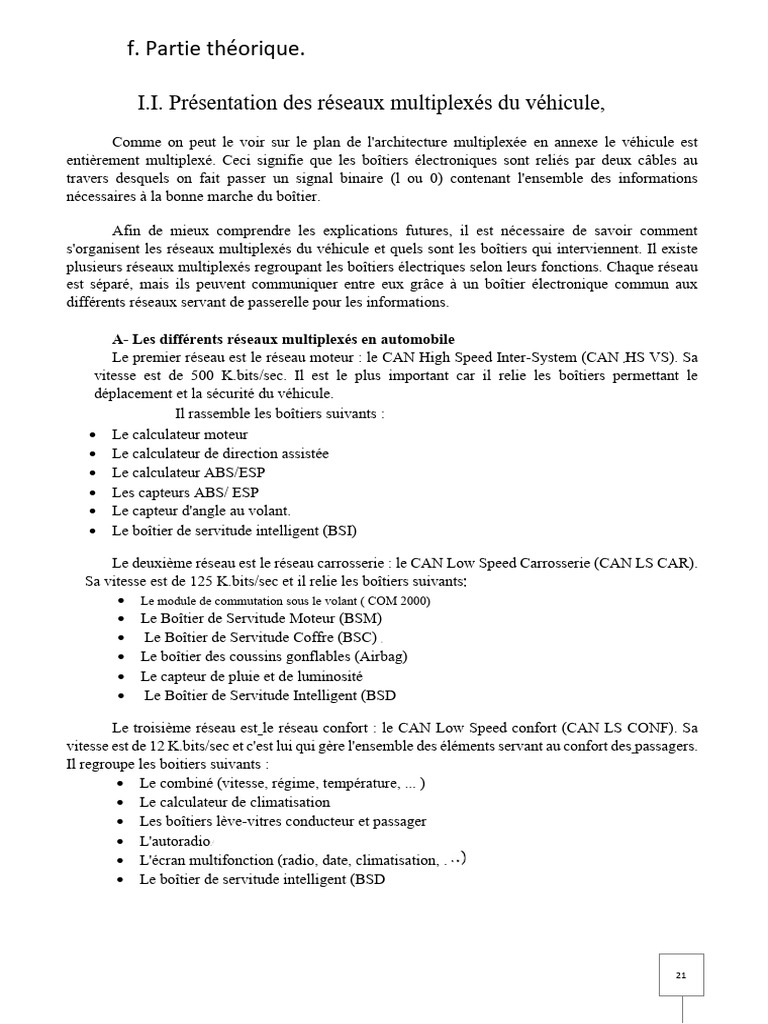 Réseaux multiplexés et boîtiers en automobile | PDF | Injection (moteur ...