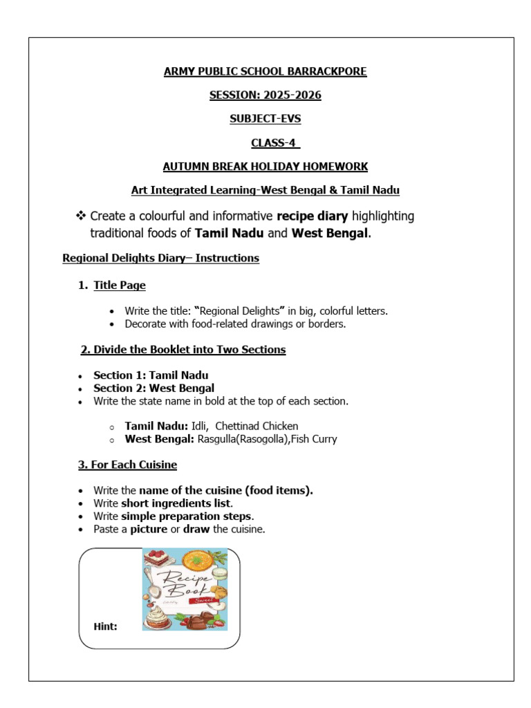 Evs Autumn Break Holiday Homework Cl4 | PDF