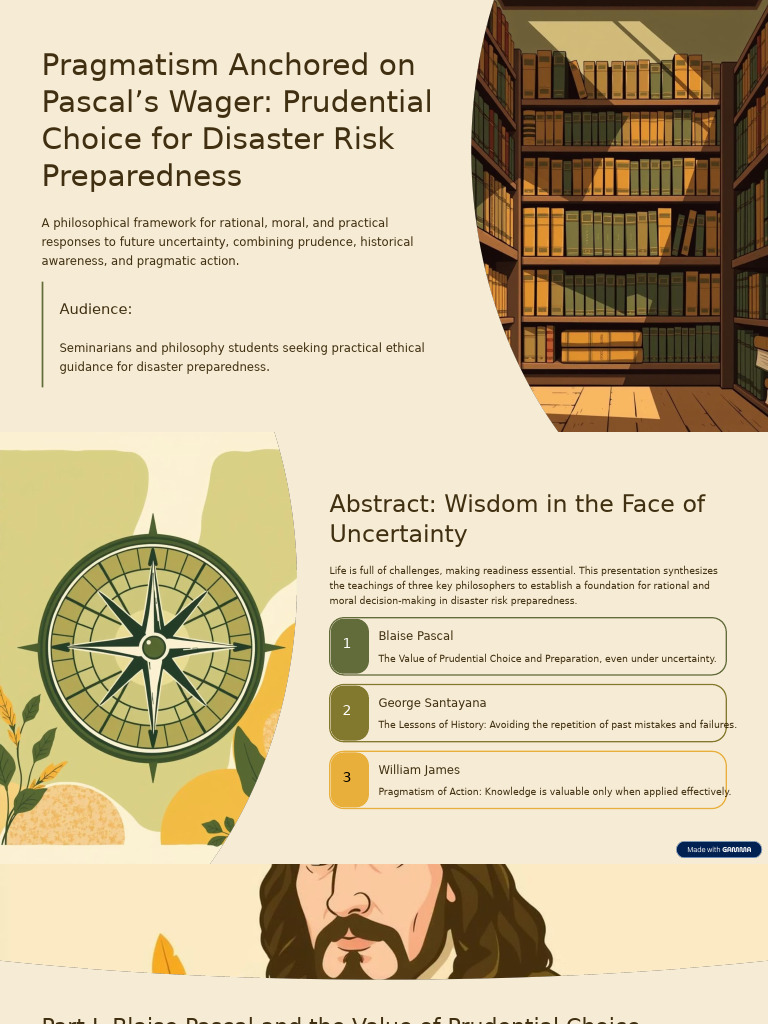 Pragmatism Anchored On Pascals Wager Prudential Choice For Disaster ...