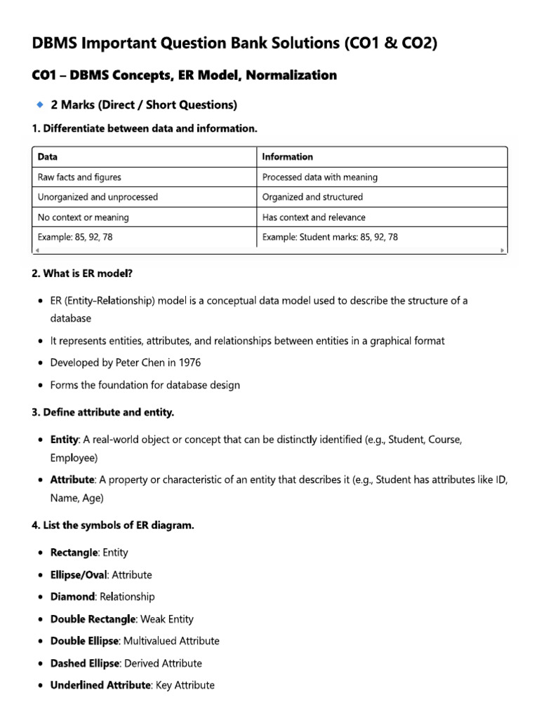Dbms Question Bank | PDF