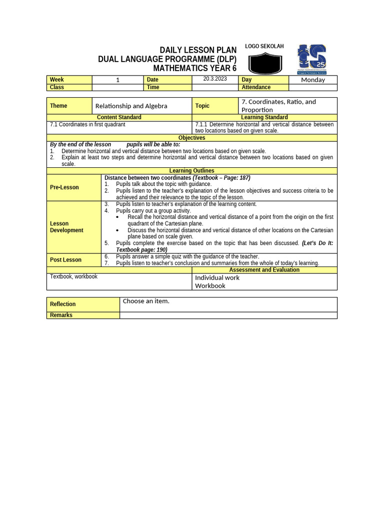 Year 6 Math Lesson Plan: Coordinates & Ratio | PDF | Ratio | Cartesian ...