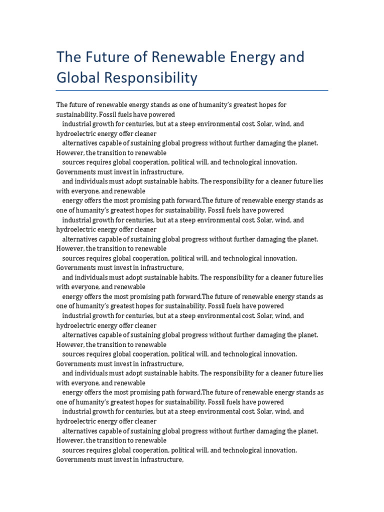 Future of Renewable Energy Solutions | PDF | Renewable Energy ...