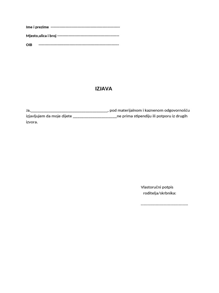 Izjava 1 | PDF