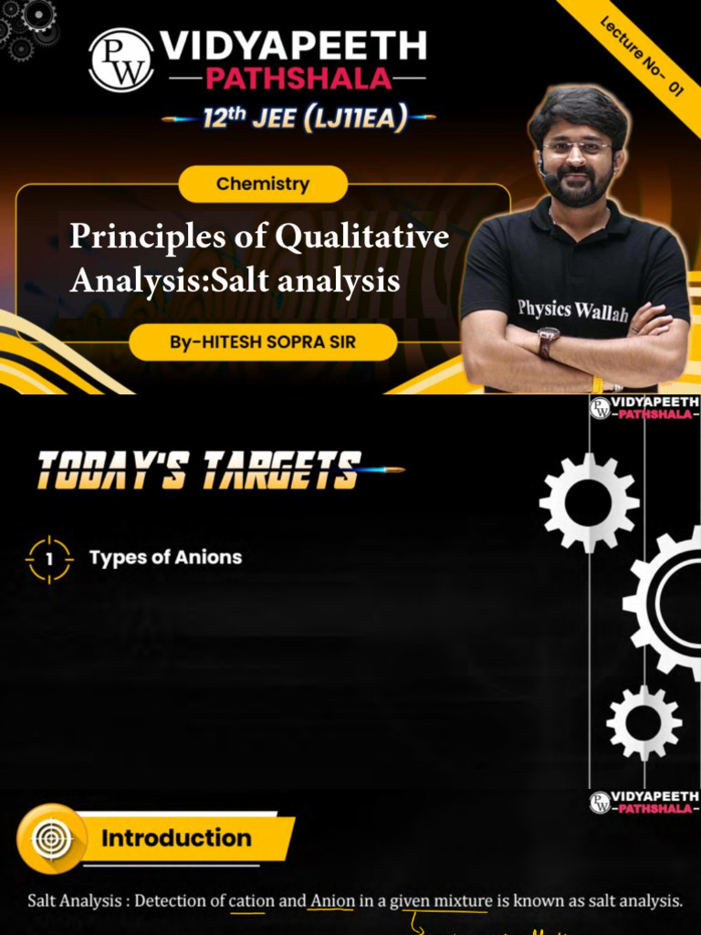 Principles of Qualitative AnalysisSalt Analysis - 01 - Class Notes | PDF