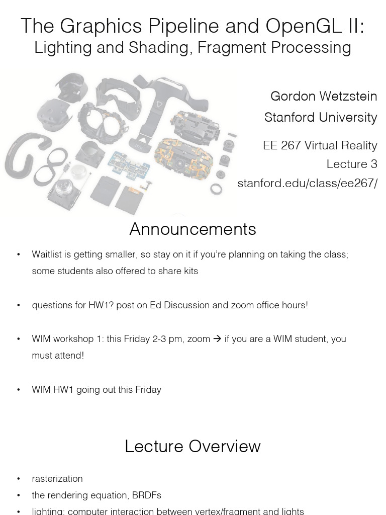 EE267 Virtual Reality - Lect 3 | PDF | Shader | Texture Mapping