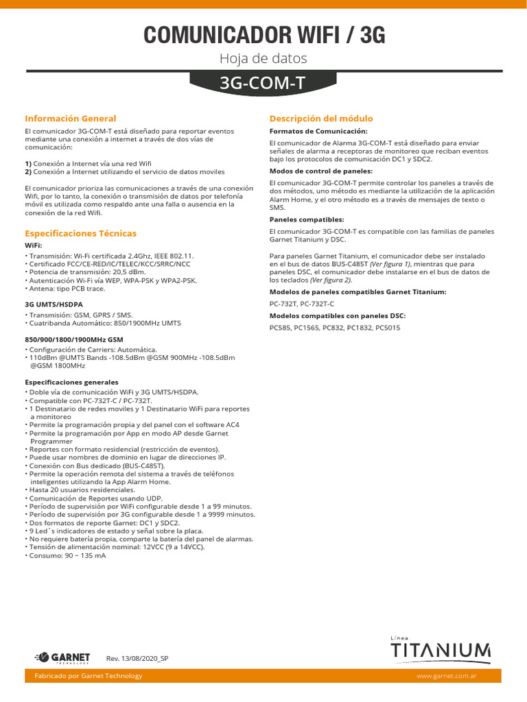 Comunicador 3G-COM-T: WiFi y 3G | PDF | 3 G | Telefonía móvil