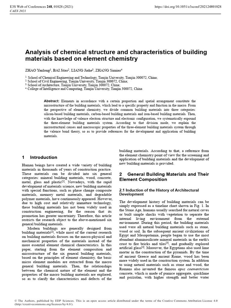 Chemical Analysis of Building Materials | PDF | Chemical Bond ...