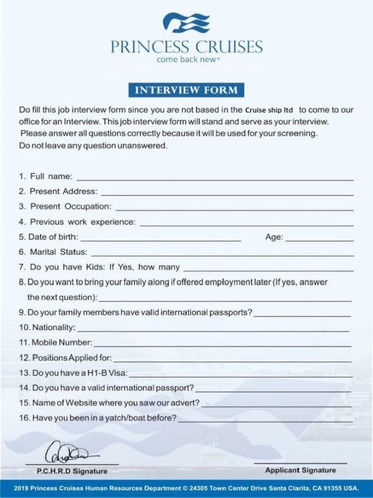 Irc Cruise Ship Forms | PDF