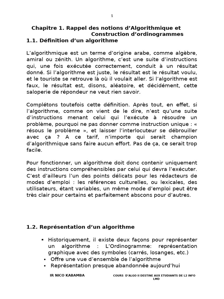 Introduction à l'Algorithmique et aux Algorithmes | PDF | Structure de ...
