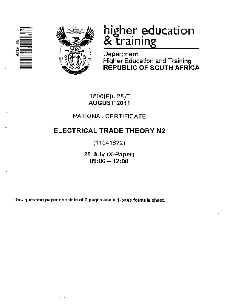 Elec. Trade Theory N2 X-Paper Jul 2011 | PDF