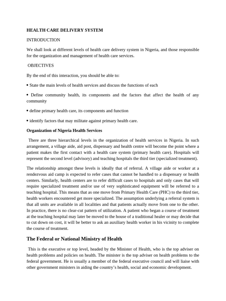 Nigeria's Health Care Delivery System | PDF | Environmental Health ...