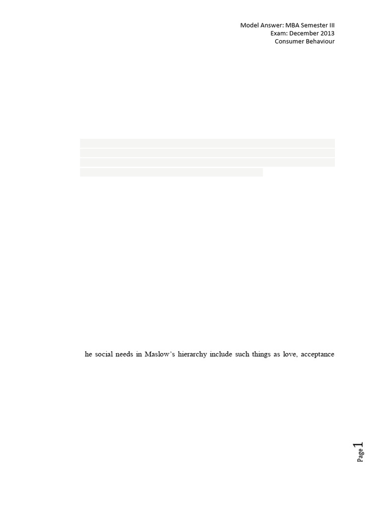 MBA Consumer Behaviour Exam Answers | PDF | Consumer Behaviour | Behavior