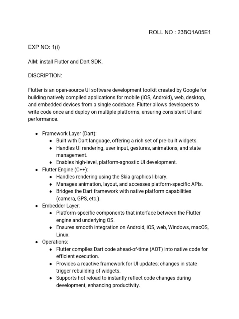 Flutter and Dart SDK Installation Guide | PDF | Computer Programming ...