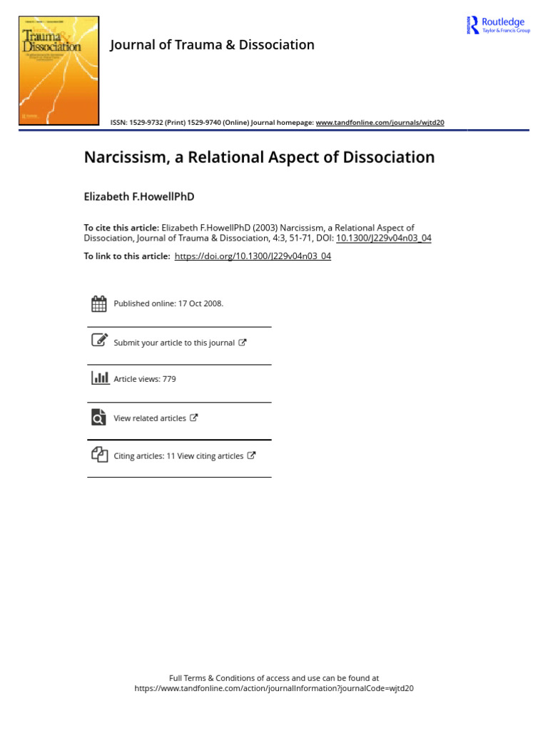 Narcissism and Dissociation Dynamics | PDF | Attachment Theory | Narcissism