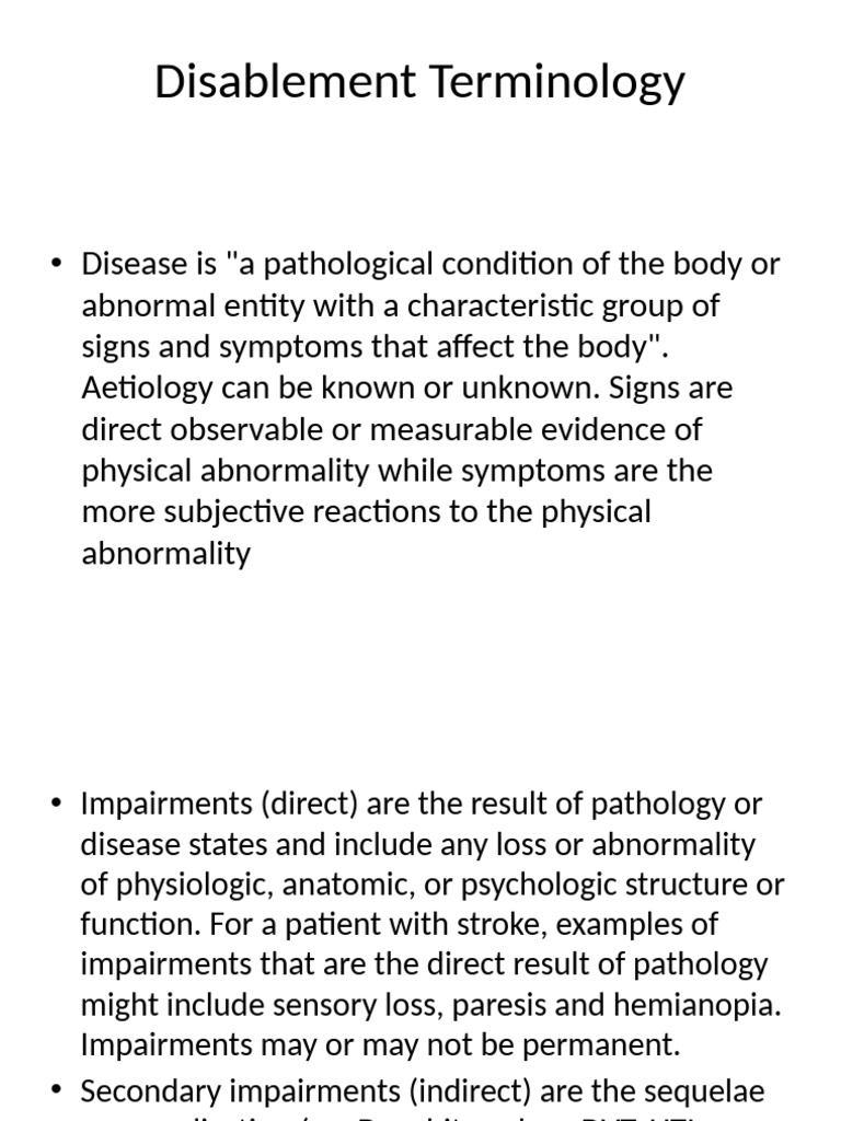 Understanding Disablement Terminology | PDF | Physical Therapy ...