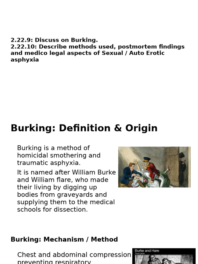 Burking and Sexual Asphyxia Explained | PDF | Autopsy | Medical Specialties