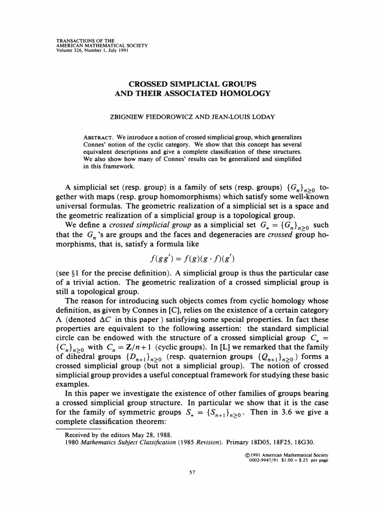 Crossed Simplicial Groups and Homology | PDF | Group (Mathematics ...