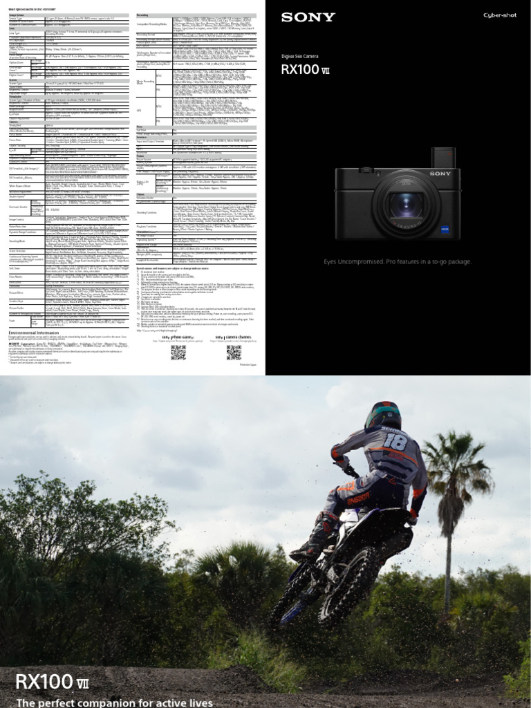 DSC-RX100M7 Specifications Overview | PDF | Shutter Speed | Shutter ...