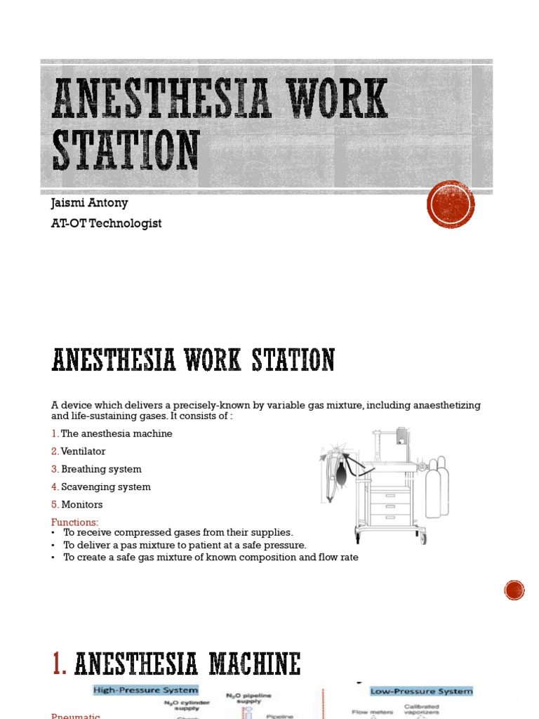 Anesthesia Work Station 1a | PDF | Valve | Gases