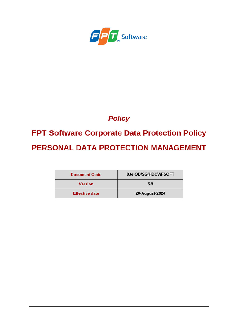 Policy - Personal Data Protection Management - v35 | PDF | Access ...