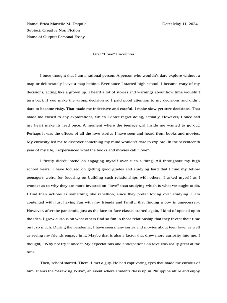 Personal Essay CNF Daquila | PDF