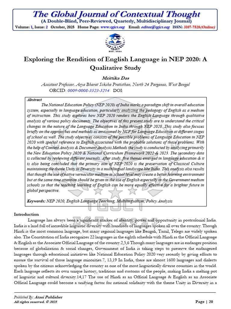 NEP 2020's Impact on English Education | PDF | Multilingualism | Teachers
