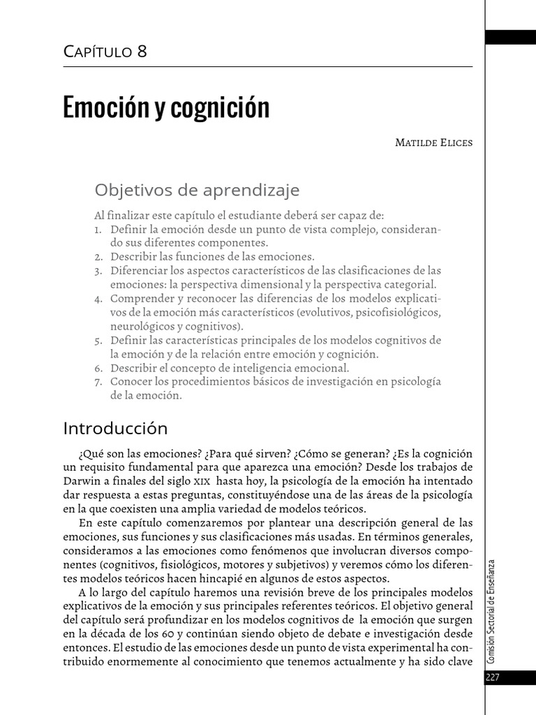 Cap 8 Emocion y Cognicion | PDF | Las emociones | Cognición