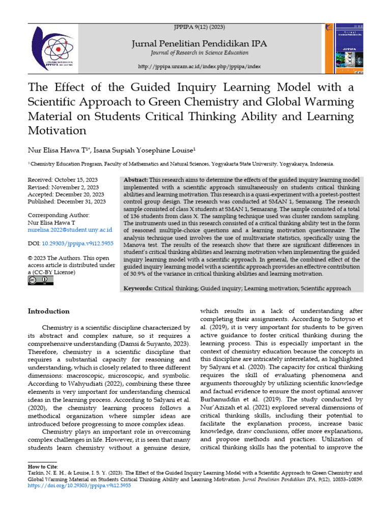 3 Jurnal Inkuiri Learning Sinta 2ll | PDF | Critical Thinking | Learning