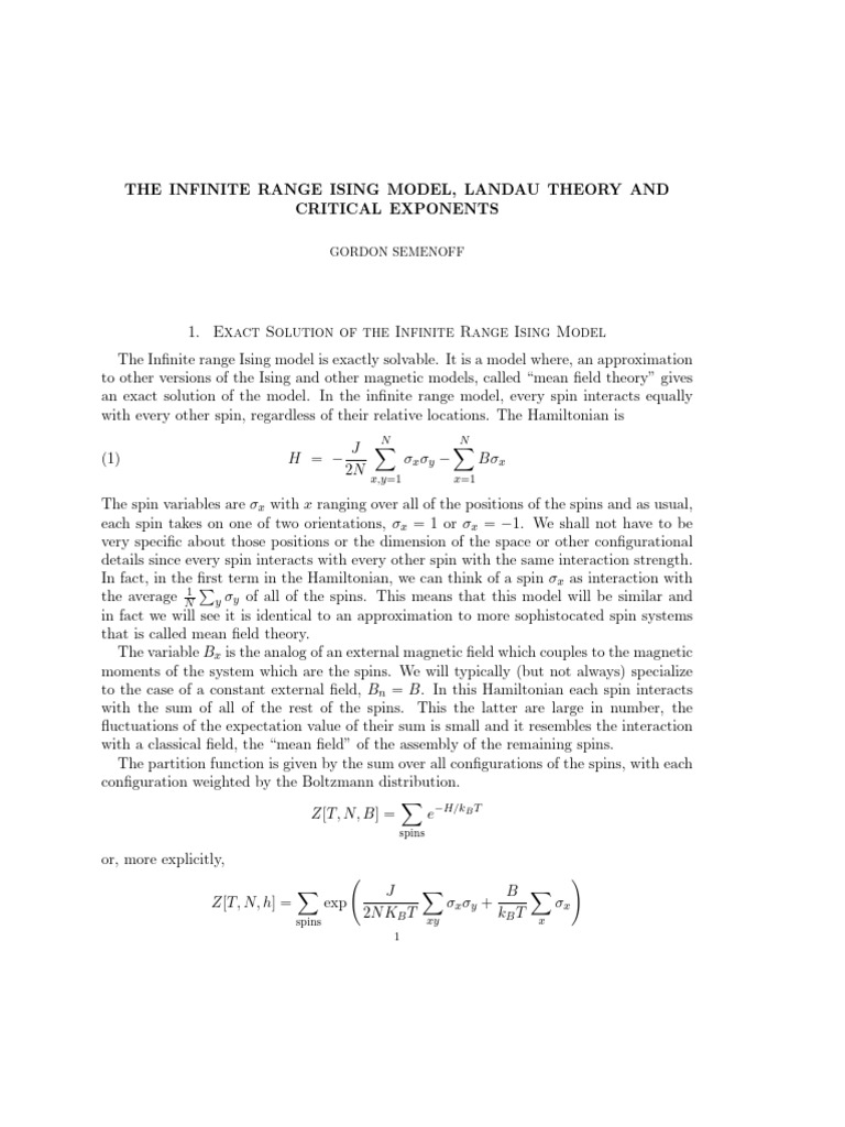 Infinite Range Ising Model | PDF | Applied Mathematics | Mathematical ...