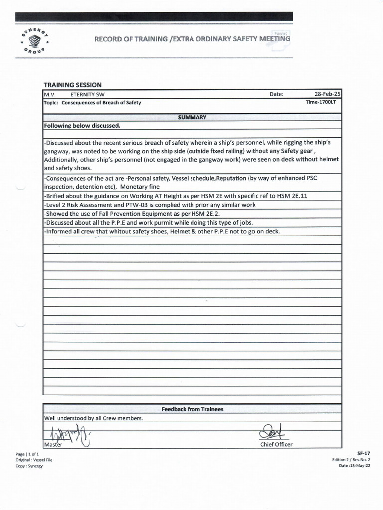 Sf-17 Breach of Safety | PDF