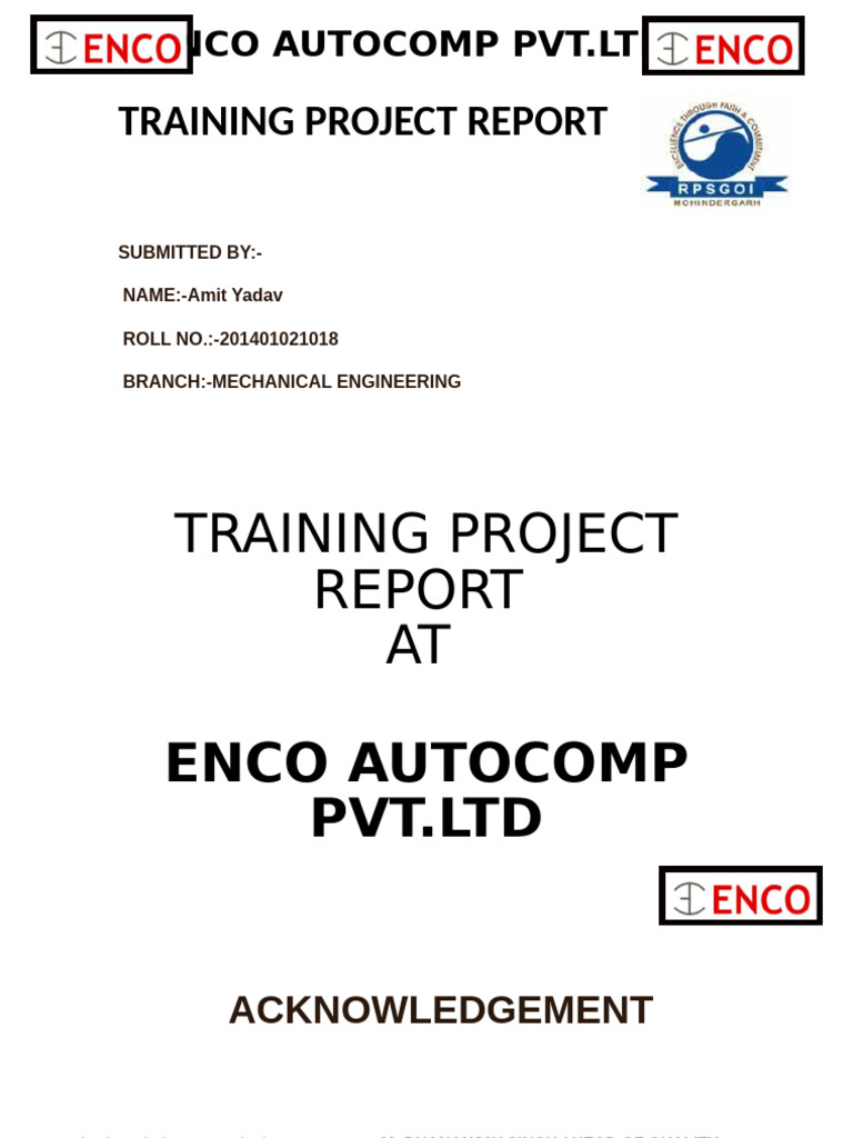 Enco Autocomp Training Project Report | PDF | Quality Assurance ...