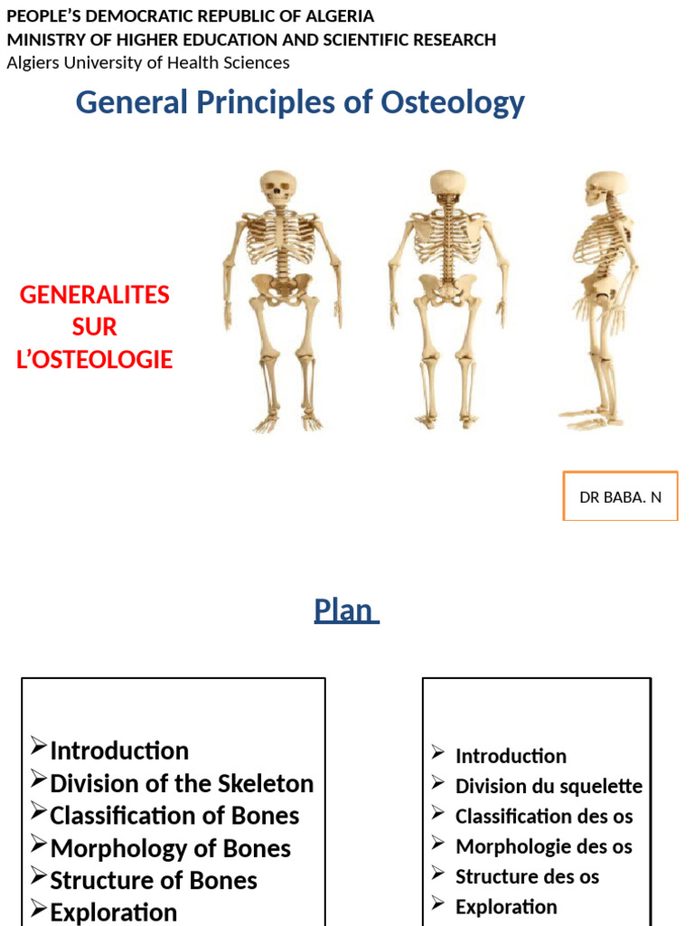 Principes de l'Ostéologie et Squelette | PDF | Squelette | Anatomie