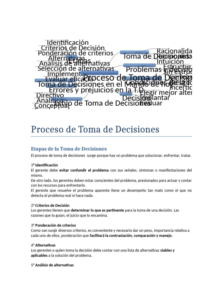 Tipos y Proceso de Toma de Decisiones | PDF | Toma de decisiones ...