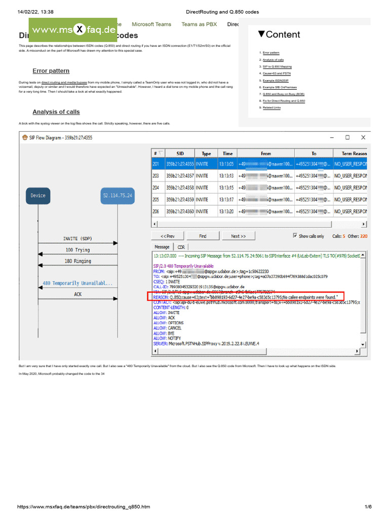 DirectRouting and Q.850 Codes | PDF