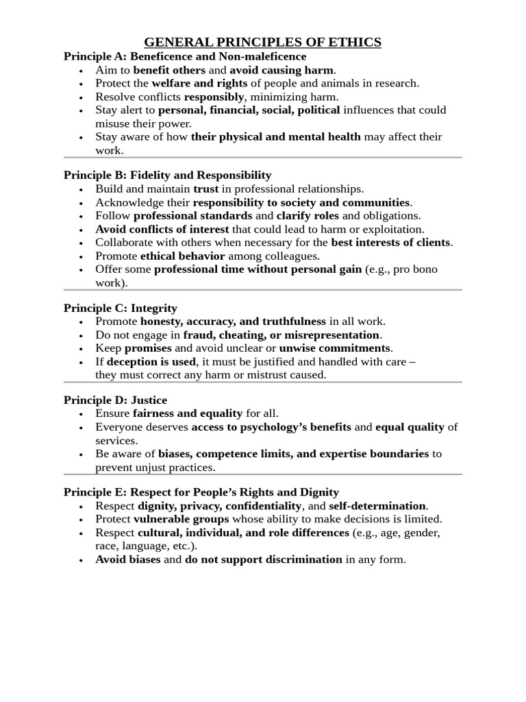 General Principles of Ethics | PDF