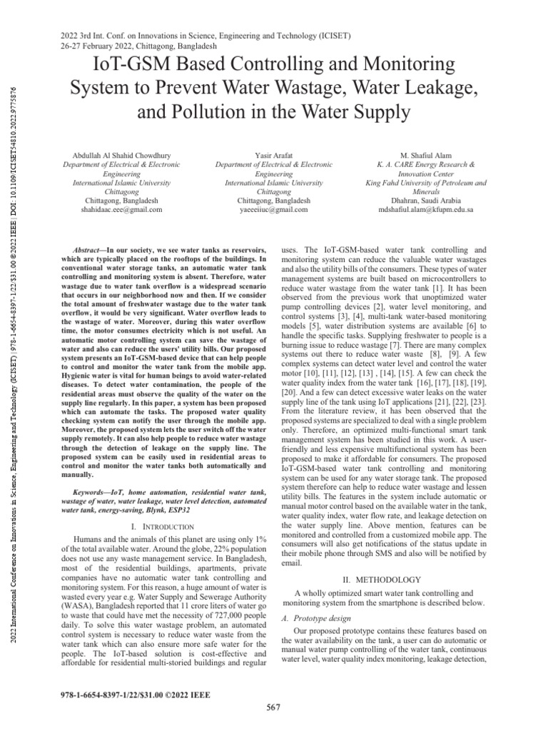 IoT Water Management System for Homes | PDF | Internet Of Things | Water