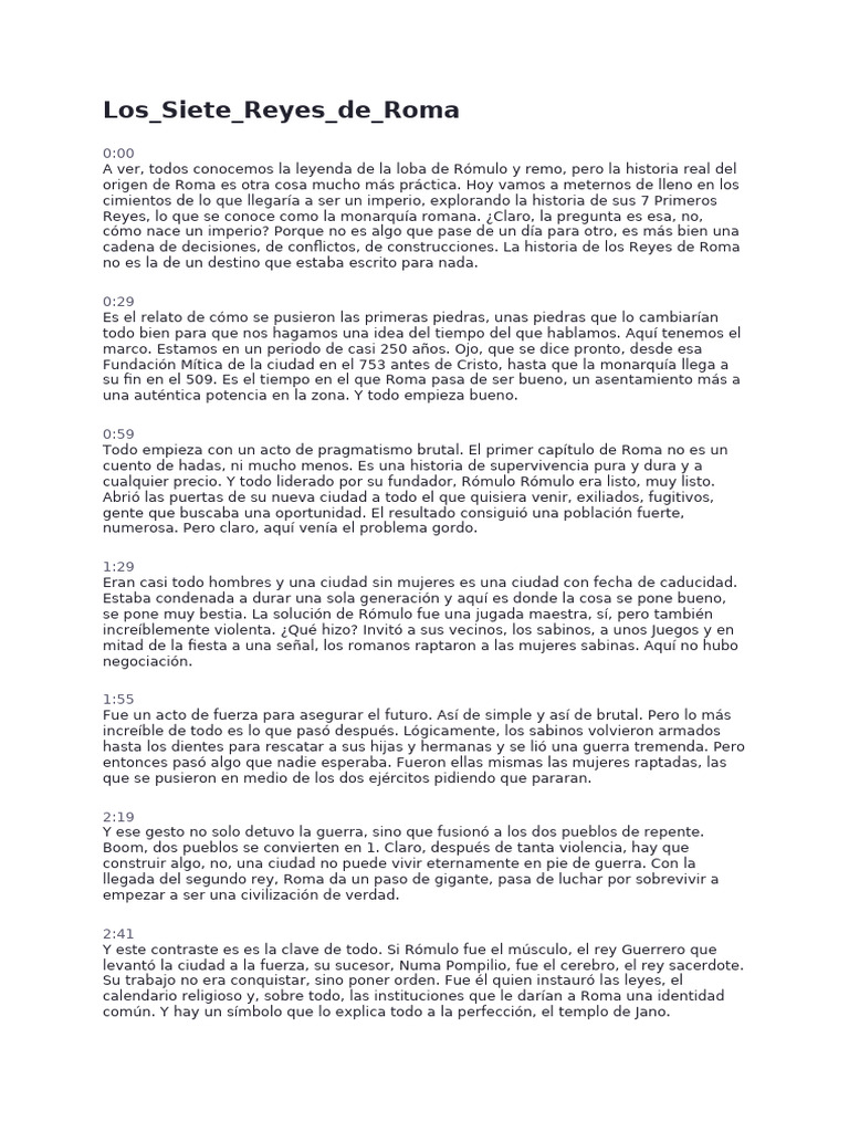 Los Siete Reyes de Roma-es-ES | PDF | Roma antigua | Romulus y Remus