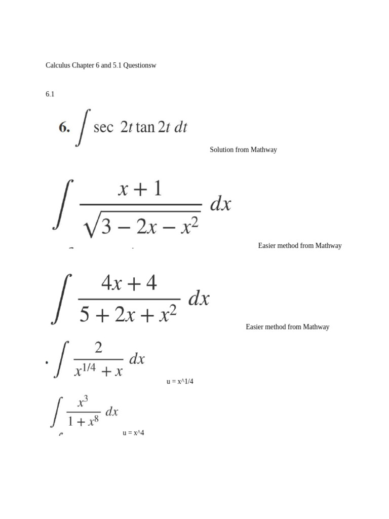 Calculus Chapter 6 and 5 Midterm Revision | PDF