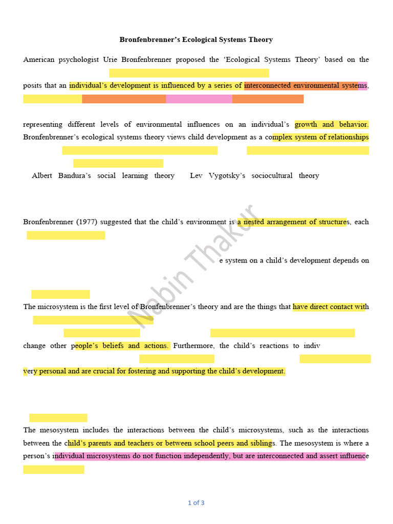 Ecological Systems Theory in Social Work | PDF | Behavioural Sciences ...
