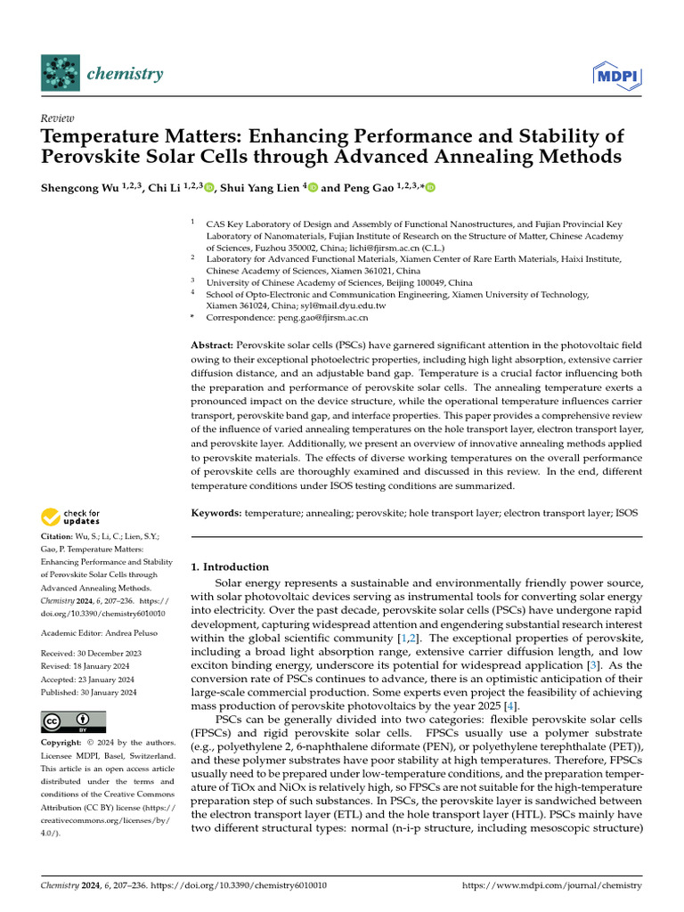 Enhancing Performance and Stability of Perovskite Solar Cells Through ...