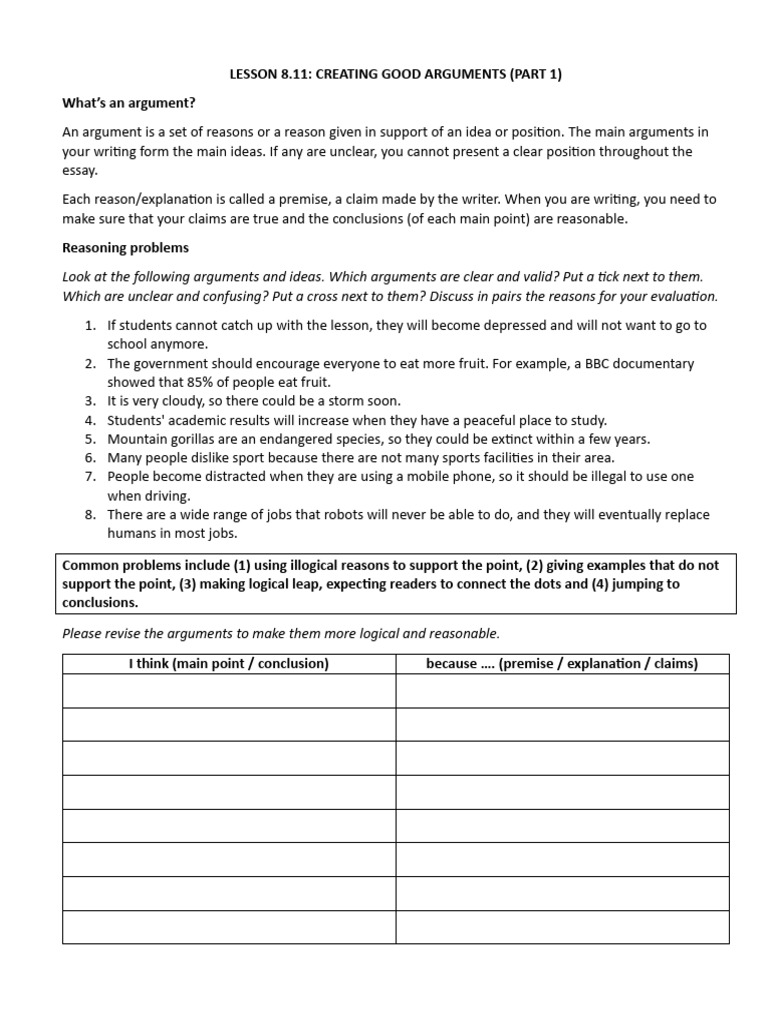 Crafting Effective Arguments in Writing | PDF | Argument