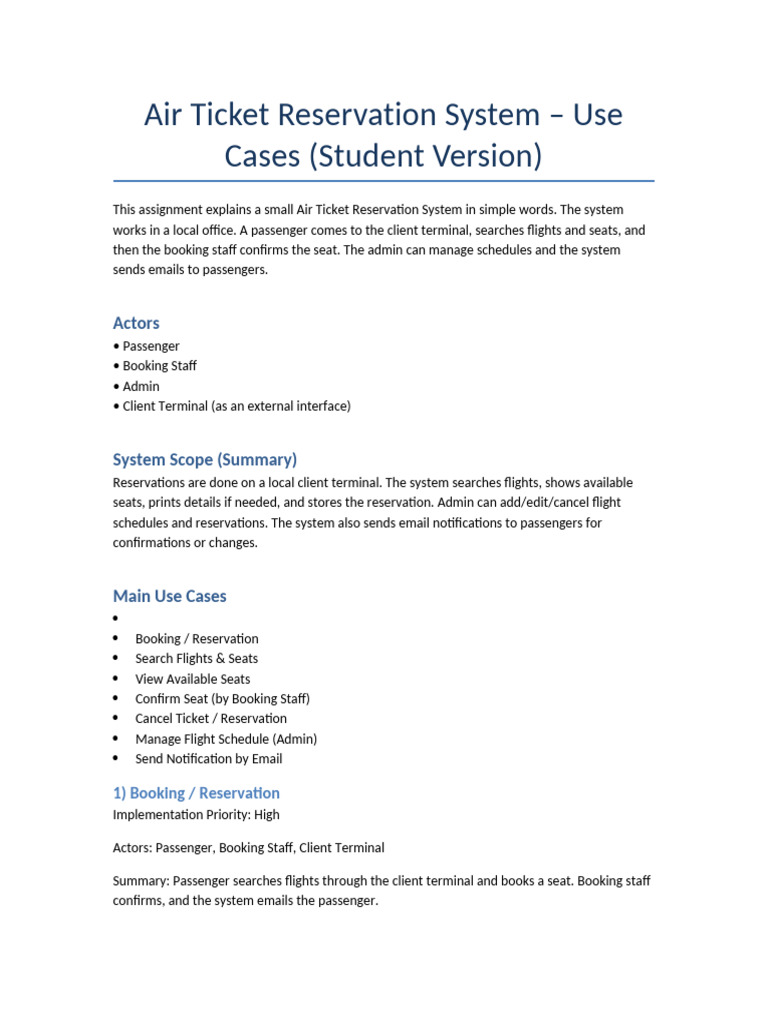 Air Ticket Reservation System Use Cases | PDF | Databases | Information ...