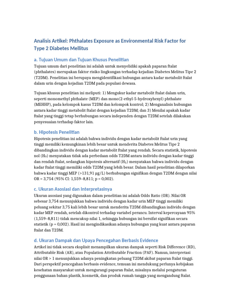 Ftalat dan Risiko Diabetes Tipe 2 | PDF