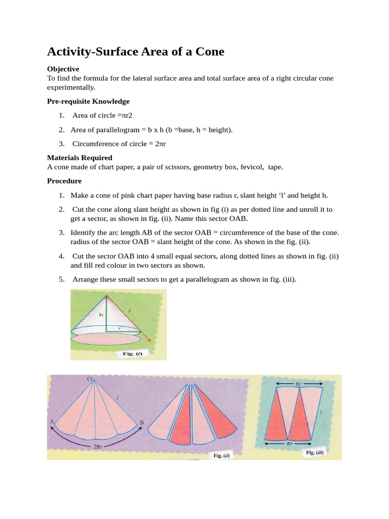 Cone Surface Area Calculation Guide | PDF | Area | Elementary Geometry