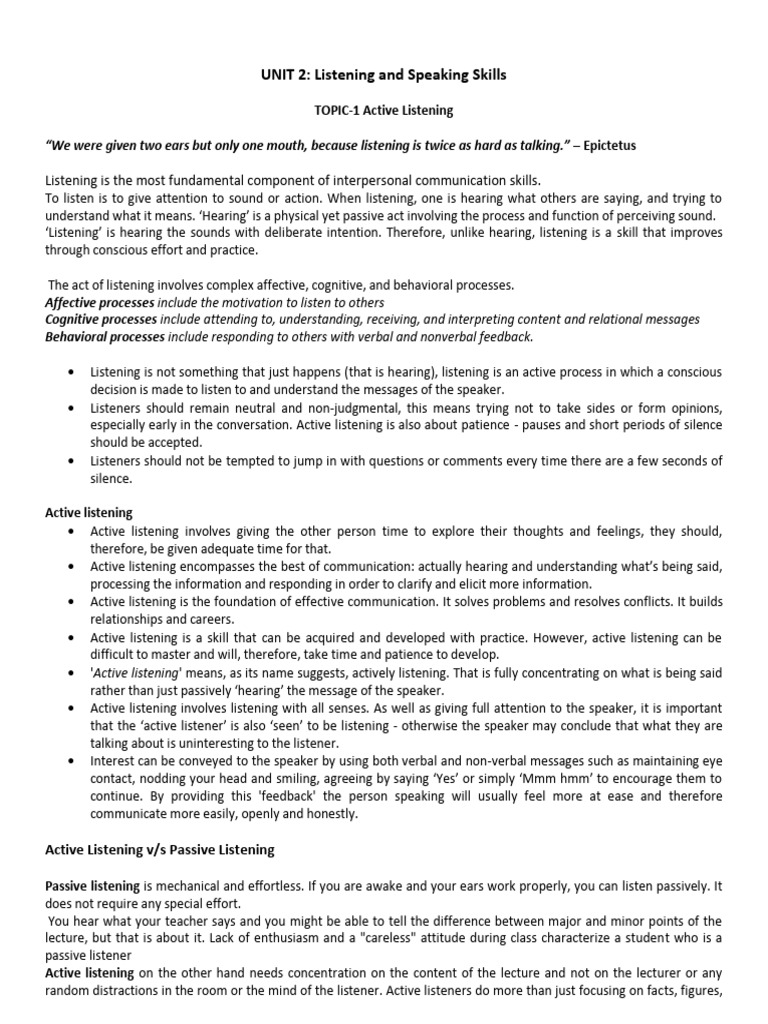 Mastering Active Listening Skills | PDF | Stress (Linguistics) | Vowel