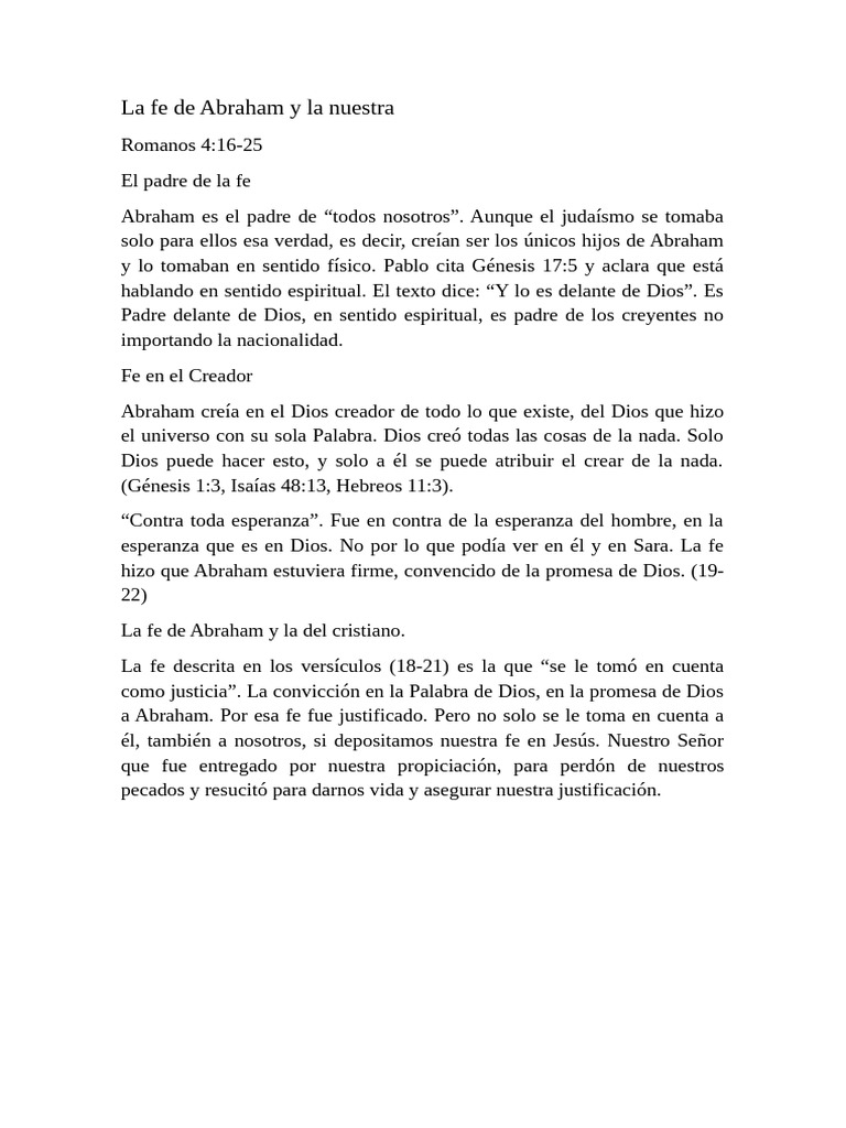 La Fe de Abraham y La Nuestra - 025639 | PDF