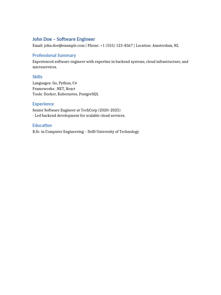 John Doe - Software Engineer Profile | PDF
