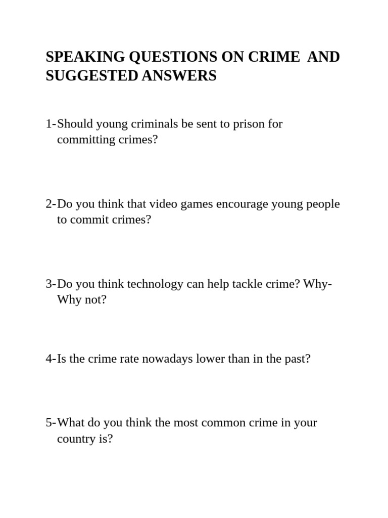 Speaking Questions Without Answers On Crime | PDF