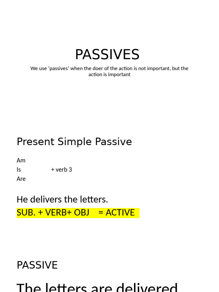 Passives - Present Simple+ Past Simple | PDF | Linguistics